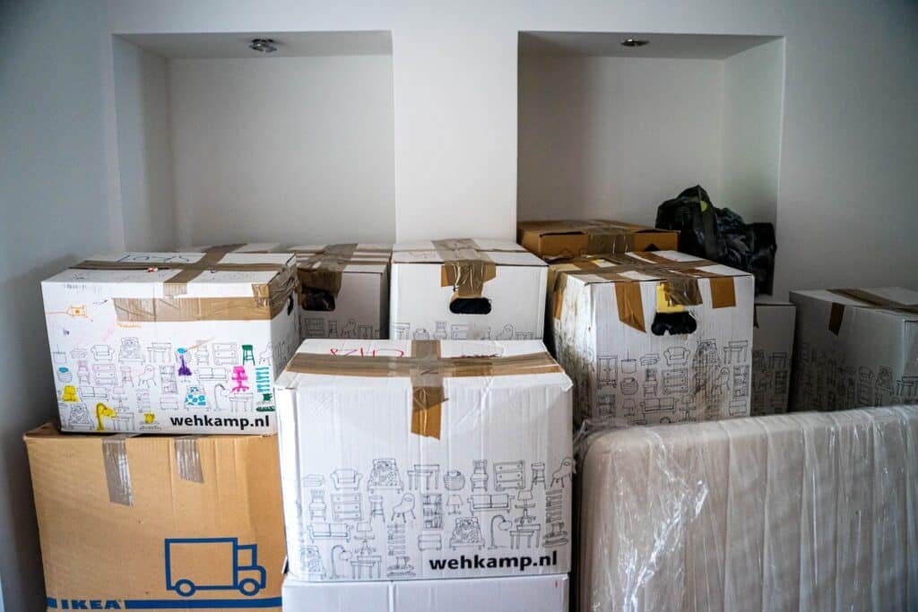 Packed boxes inside the home for moving out