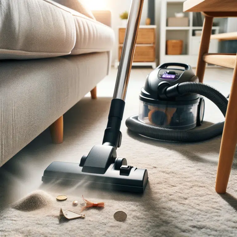 Cleaning under the furniture, Vacuuming