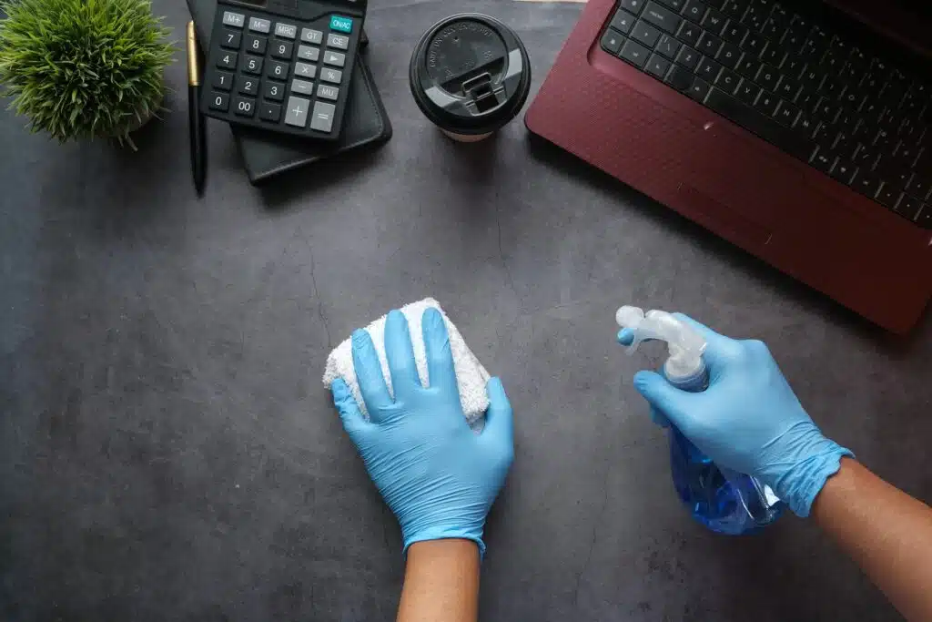 cleaner cleaning a office enviroment