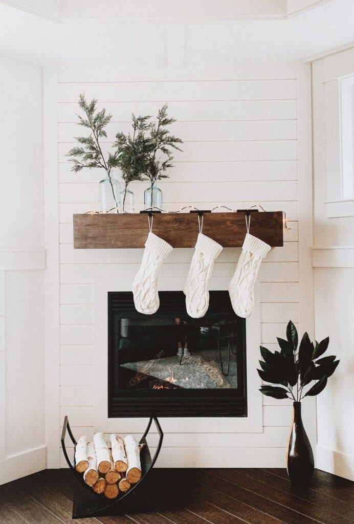 fireplace white santa socks clean home winter