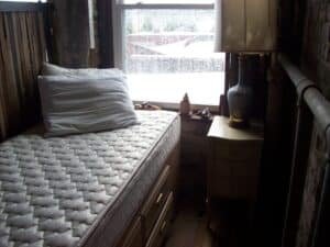Small bedroom, snowing