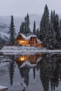 House, winter, snow, great trees and a warmth feeling