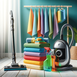 Microfiber cloths, Vaccum cleaner and an all purpose cleaner