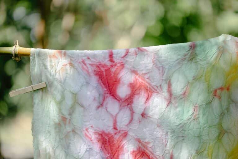 Red stain on fabric air drying