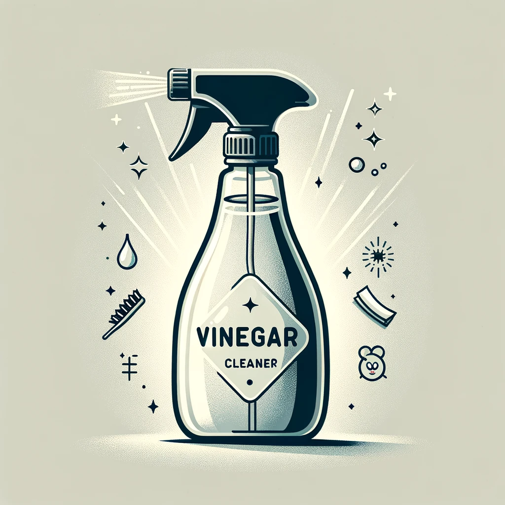 Clear vinegar cleaning spray bottle with simple design.