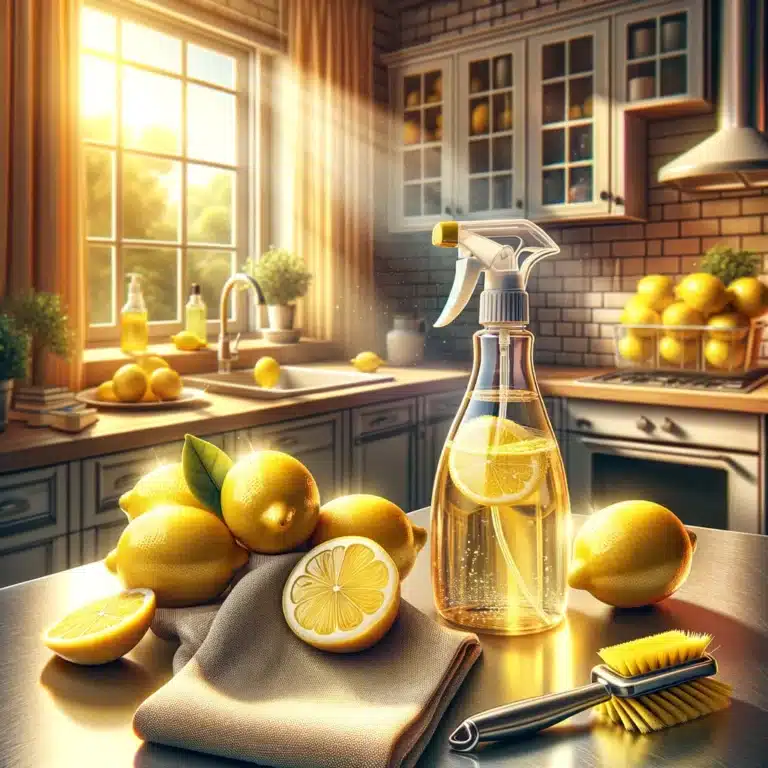 Fresh lemon used as a natural kitchen cleaner.