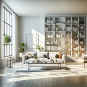 Minimalist Living Room Design with Sleek Sofa and Coffee Table