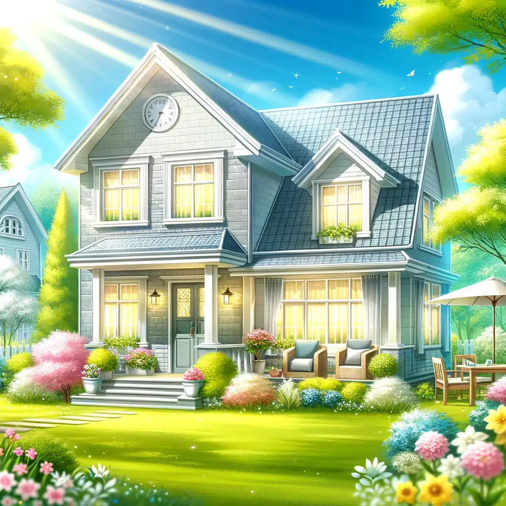 Pristine Home Exterior on Sunny Spring Day 2023