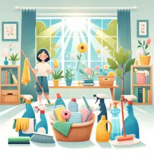 Spring Cleaning in a Sunny Room Illustration, Easy Spring Cleaning Tasks