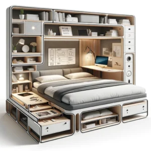 Innovative multi-purpose bed design with comfort and built-in storage features.