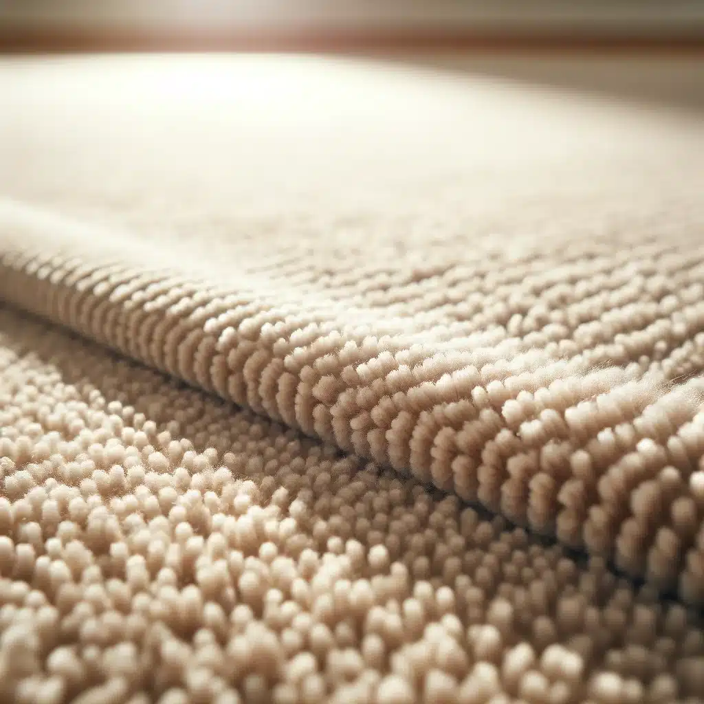 Pristine beige carpet close-up, freshly vacuumed and spotless.