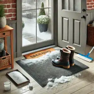 Cleaning snow mess before it gets salt stains, January Cleaning
