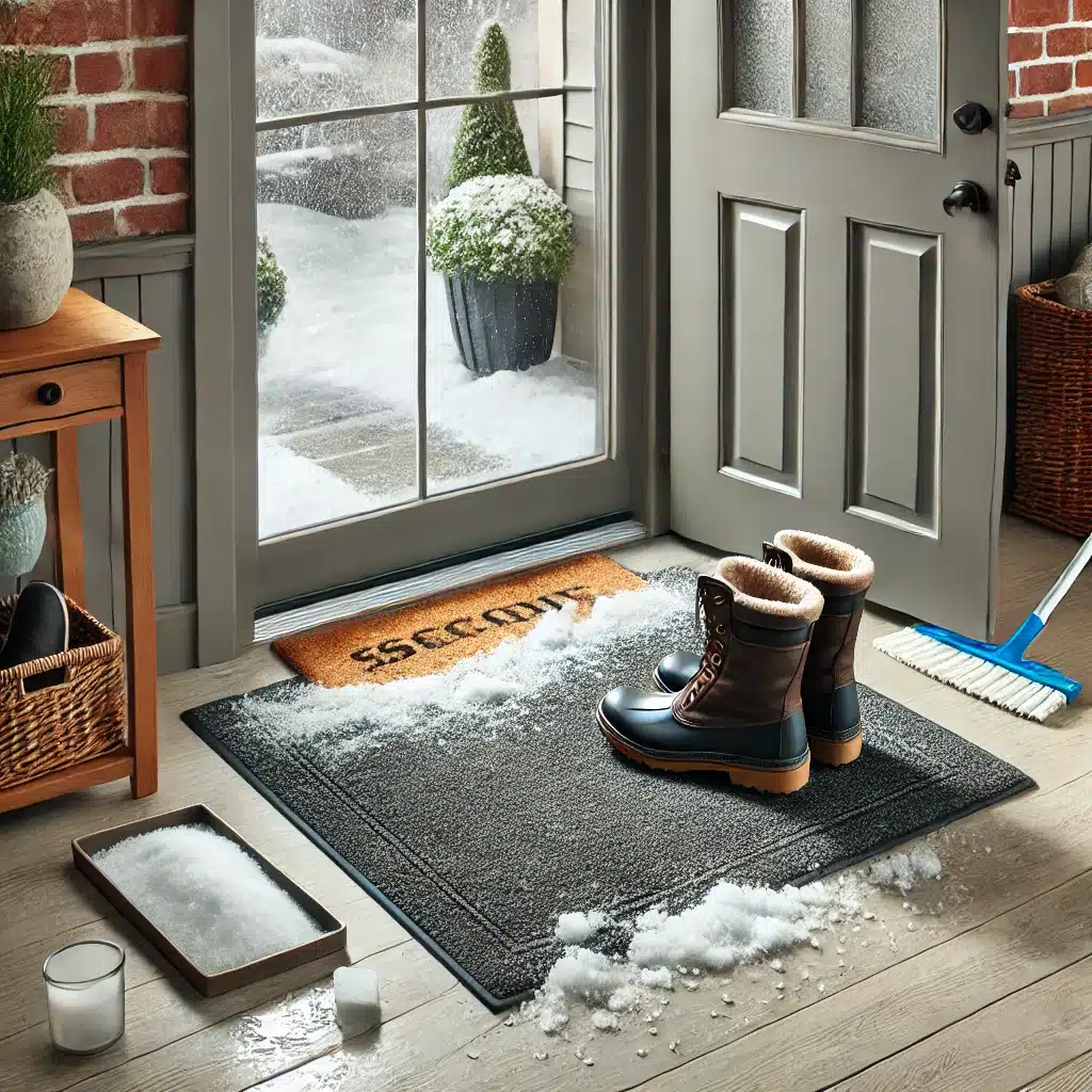Cleaning snow mess before it gets salt stains