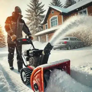 Cleaning with a snow blower