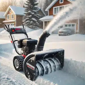 Snow blower cleaning snow