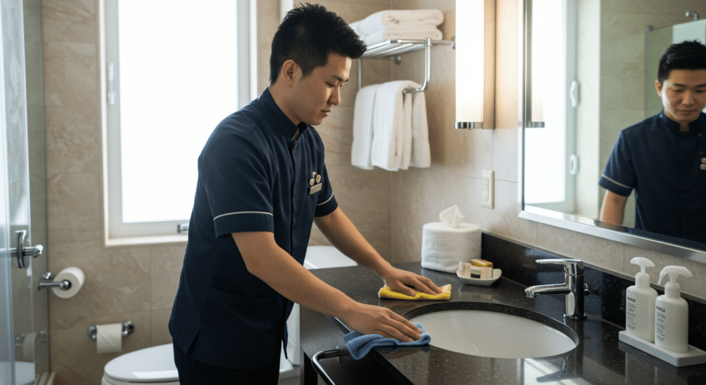 Housekeeping, cleaning with cloth