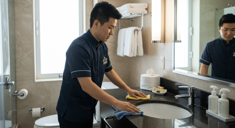 Housekeeping, cleaning with cloth