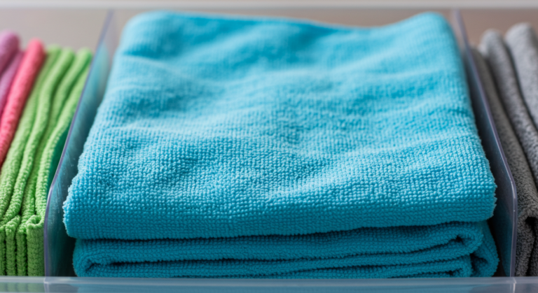 Microfiber towel stored