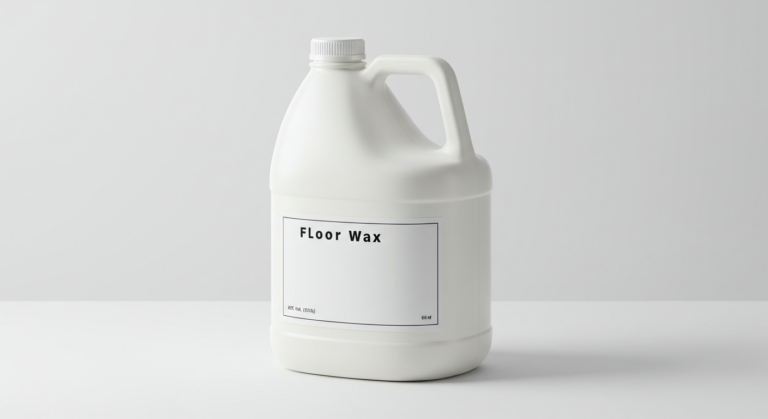 Floor wax, white package and background