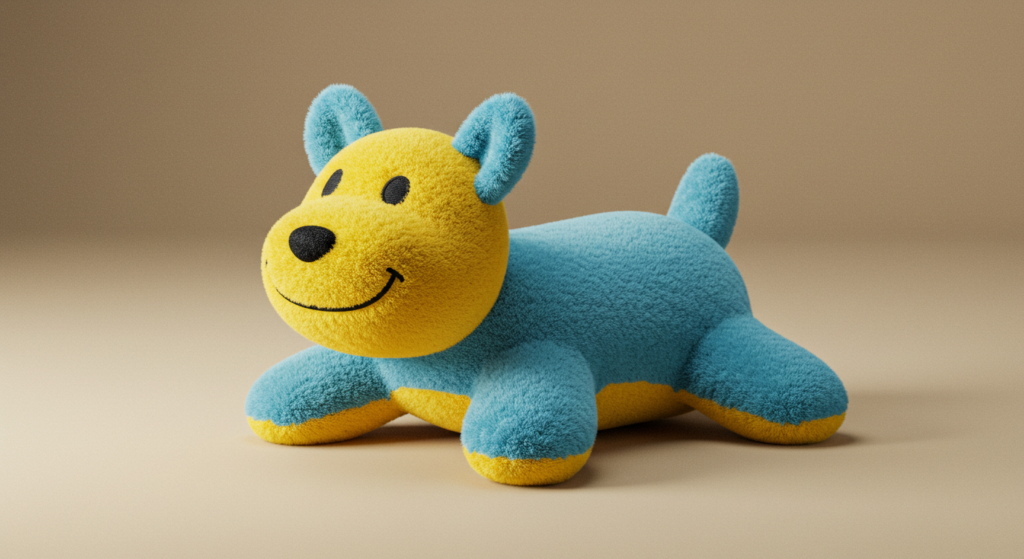 Plush animal toy yellow and blue for dogs