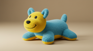 Plush animal toy yellow and blue for dogs