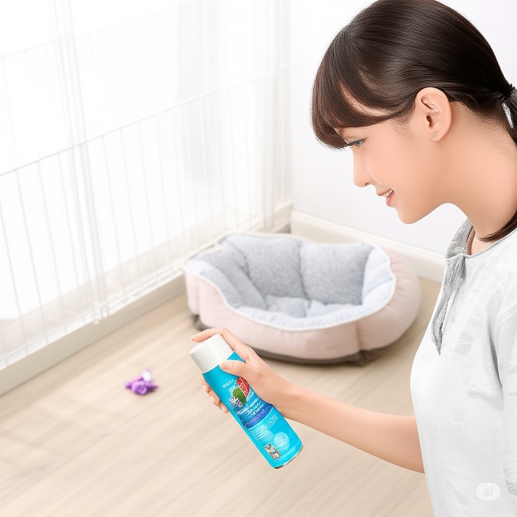 spray deodorizer in a pet area