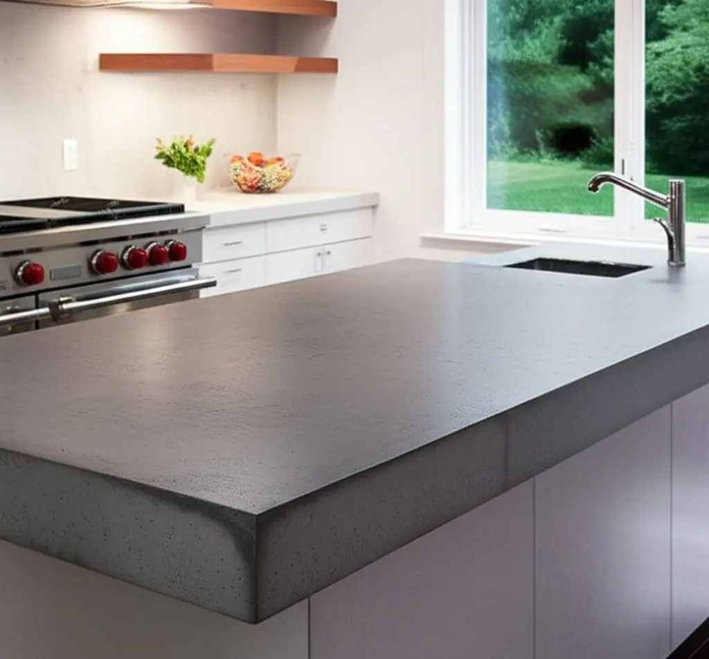 Concrete kitchen island