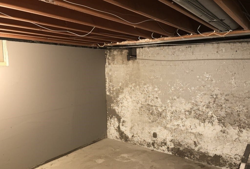 basement with efflorescence