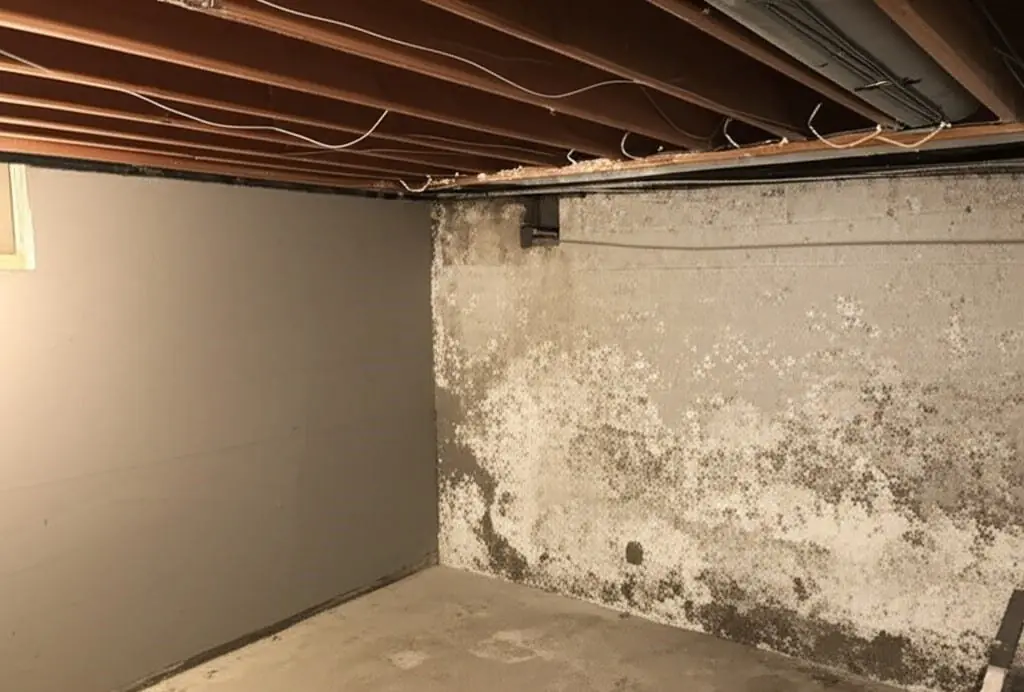 basement with efflorescence