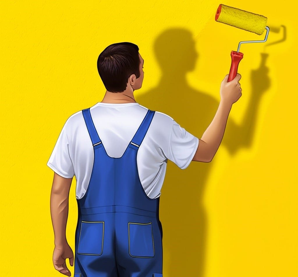 man painting the wall