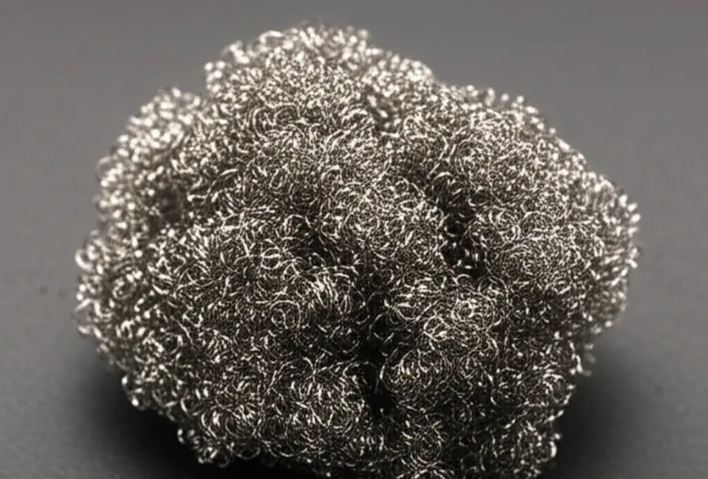 Ball of steel wool on a dark grey surface