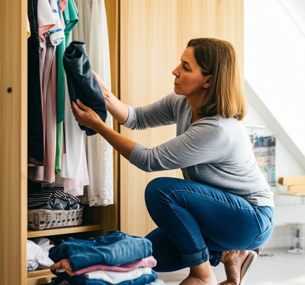 woman emptying the closet