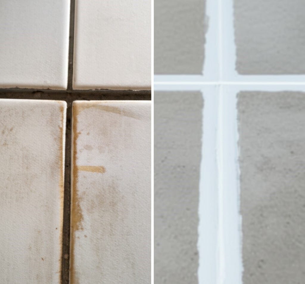 before and after sealed grout