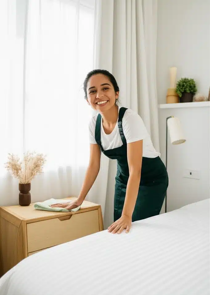 cleaning an airbnb room