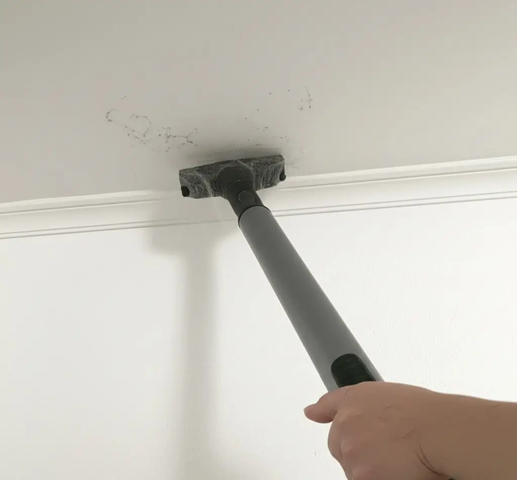 cleaning spider webs with a vacuum cleaner
