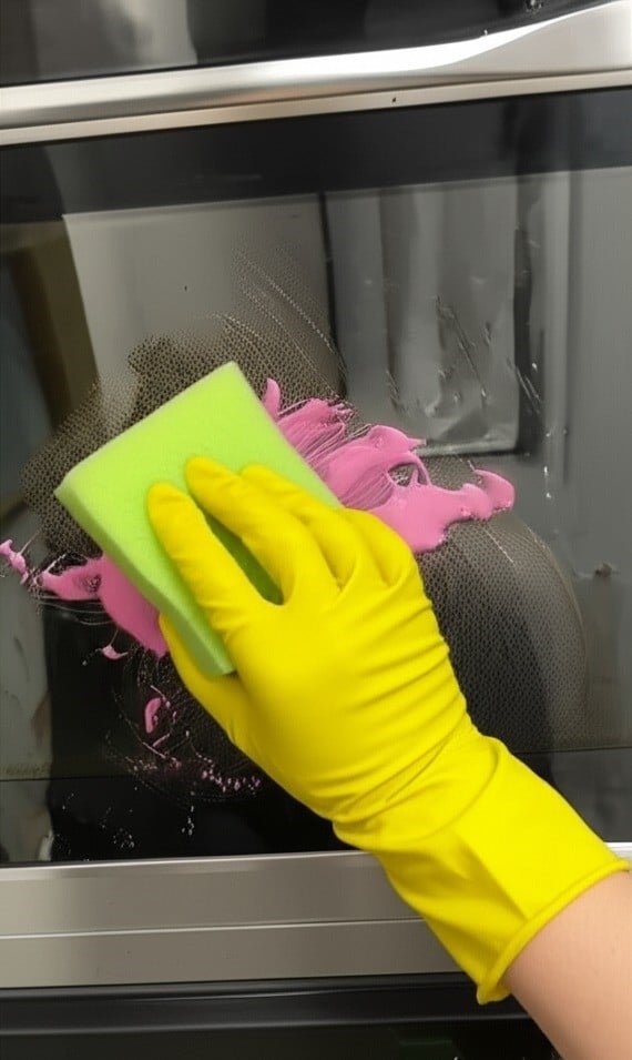cleaning with the pink paste