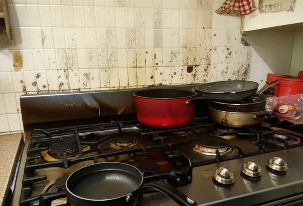 greasy kitchen