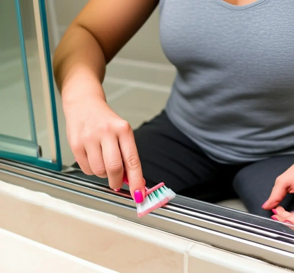 woman cleaning with toothbrush