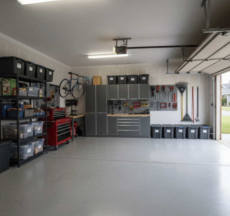 a clean and organized garage