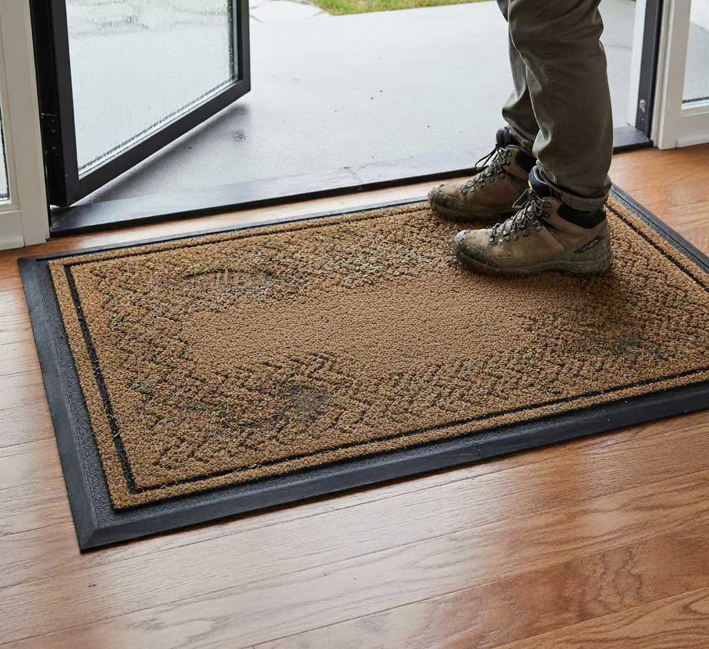 a large and useful doormat being used