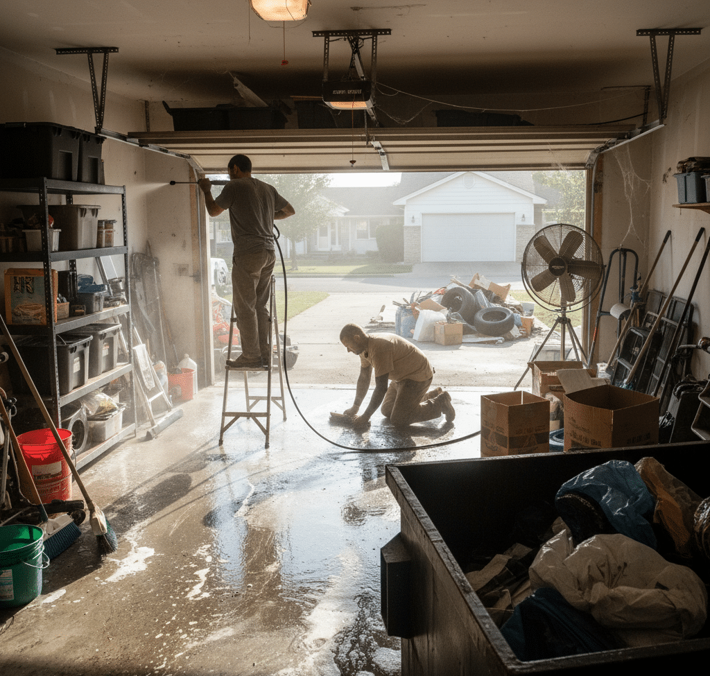 deep cleaning in the garage