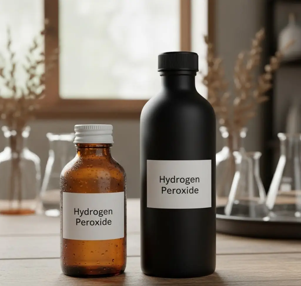 humble brown bottle and dark bottle Hydrogen Peroxide