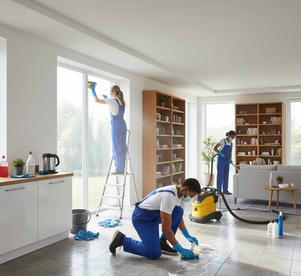 deep cleaning in a home