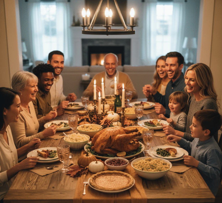 people celebrating thanksgiving