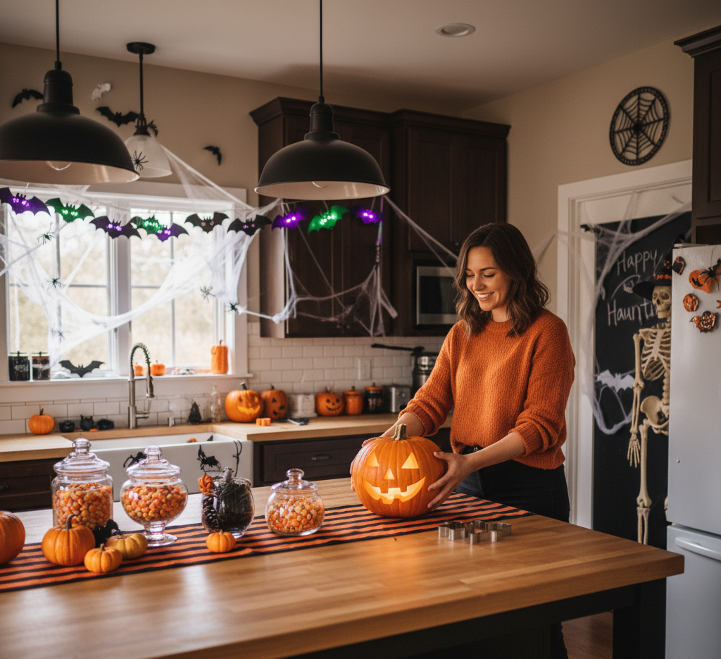 preparing a kitchen for Halloween