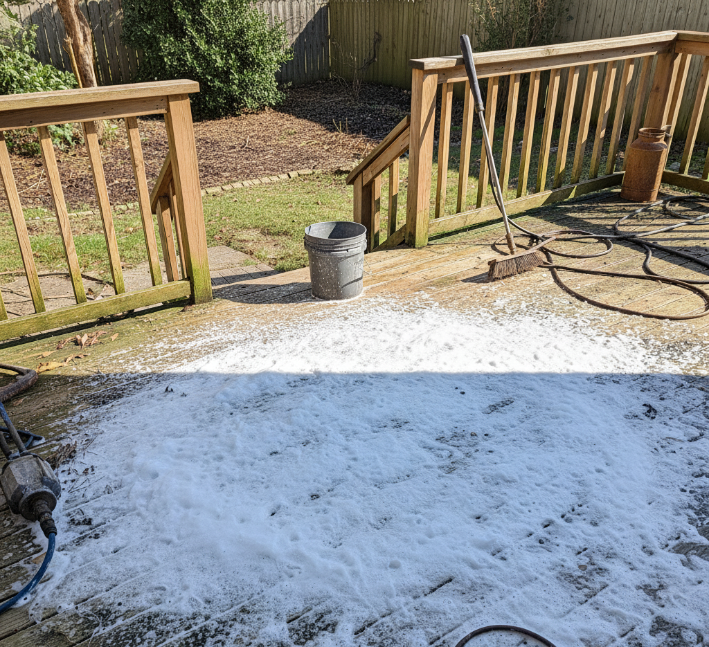 the deck is soapy and getting cleaner