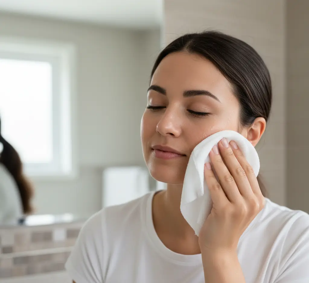 using a wet wipe on your face