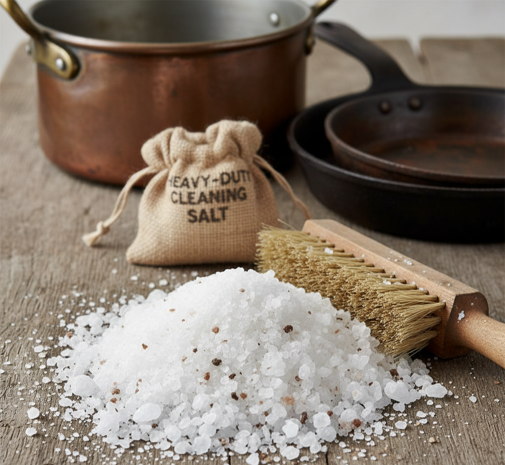 Coarse salt for heavy-duty cleaning