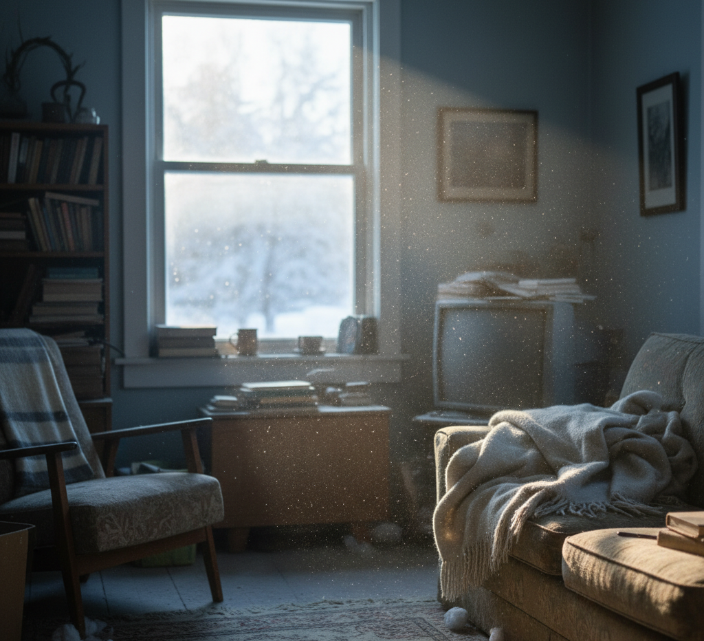 Dust in the house during winter.