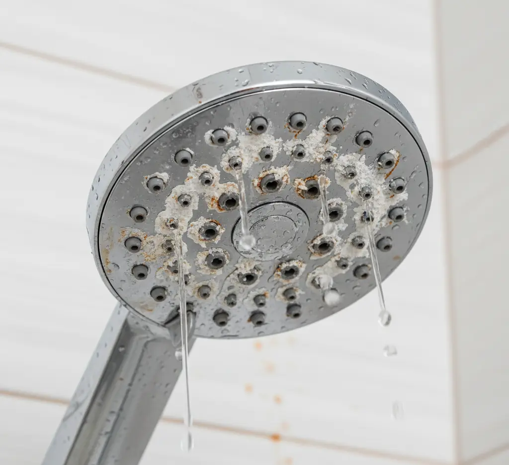 Hard water in the shower head